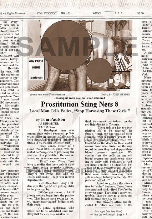 Fake Newspaper Article PROSTITUTION STING NETS 8
