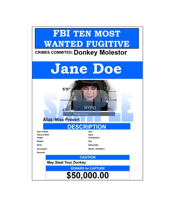 Fake "Wanted" Posted FBI Style