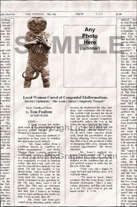 Fake Newspaper Article LOCAL WOMAN CURED OF CONGENITAL MALFORMATIONS