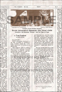 Fake Newspaper Article RECENT ASTRONOMICAL ALIGNMENTS ALTER MOON'S ORBIT