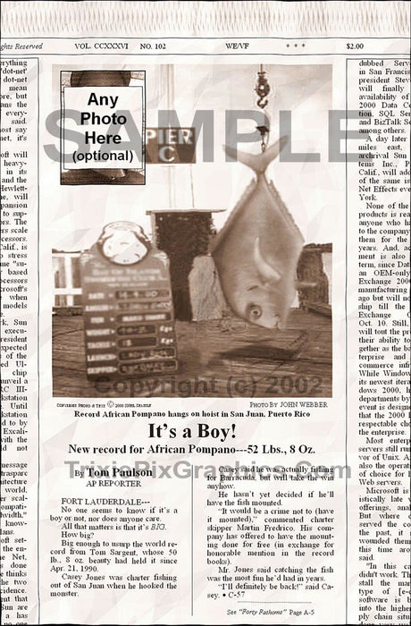 Fake Newspaper Article IT'S A BOY
