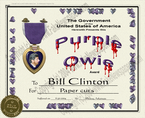 Purple Owie Award (fake Purple Heart)