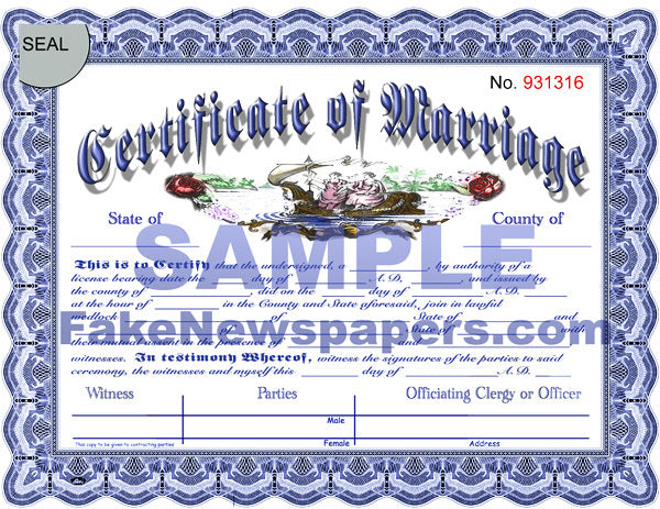 Fake Marriage Certificates