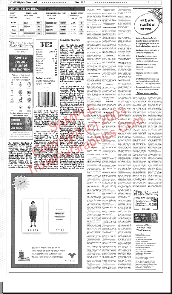 Fake Obituary News Clipping