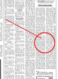 Fake Obituary News Clipping