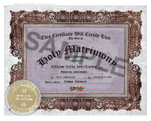 Fake Marriage Certificates "Utilitarian" Style