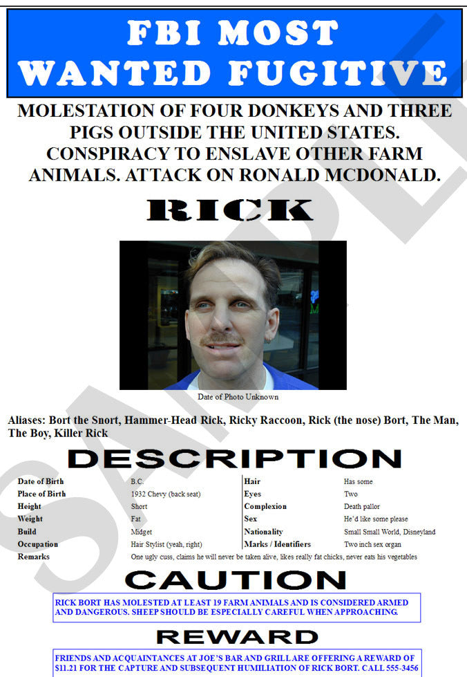 Fake "Wanted" Poster, FBI Style